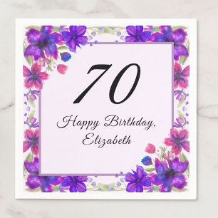 Elegant Floral Purple 70th Birthday Napkin