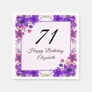 Elegant Floral Purple 71st Birthday Napkin