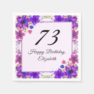 Elegant Floral Purple 73rd Birthday Napkin