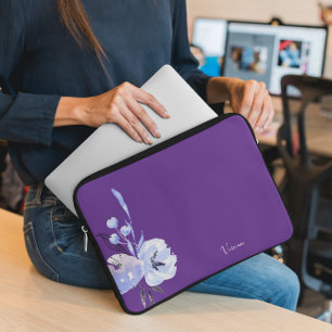 Elegant Floral Purple Abstract Laptop Sleeve