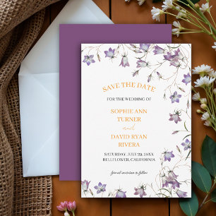 Elegant Floral Purple Bellflower Wedding Save The Date