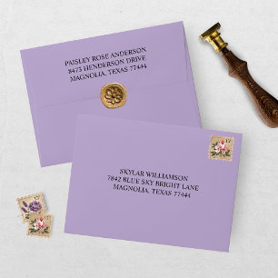 Elegant Floral Purple Bridal Shower Envelope