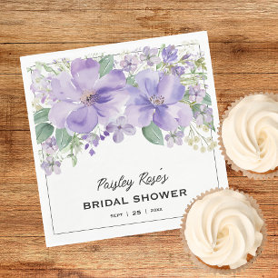 Elegant Floral Purple Bridal Shower Napkin
