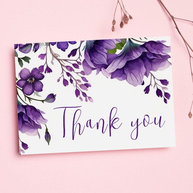 Elegant Floral Purple Chic Boho Wedding Thank You Postcard (Creator Uploaded)