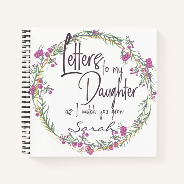 Elegant Floral purple chic Letters to Daughter Notebook (Front)