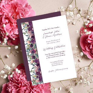 Elegant Floral   Purple Garland Wedding Invitation
