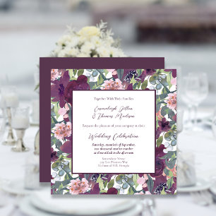 Elegant Floral   Purple Garland Wedding Invitation