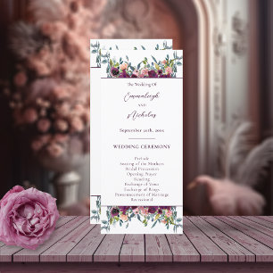 Elegant Floral   Purple Garland Wedding Programme
