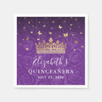 Elegant Floral Purple Gold Crown Birthday Template