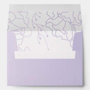 Elegant Floral Purple Minimalist Wedding Envelope