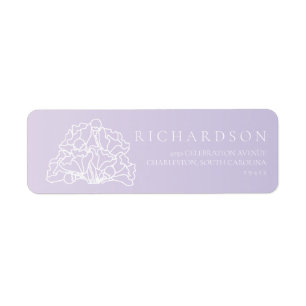 Elegant Floral Purple Minimalist Wedding Label