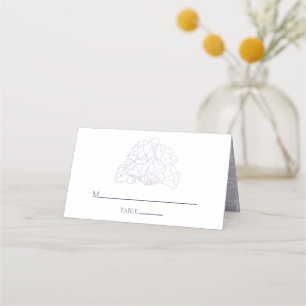 Elegant Floral Purple Minimalist Wedding Place Card