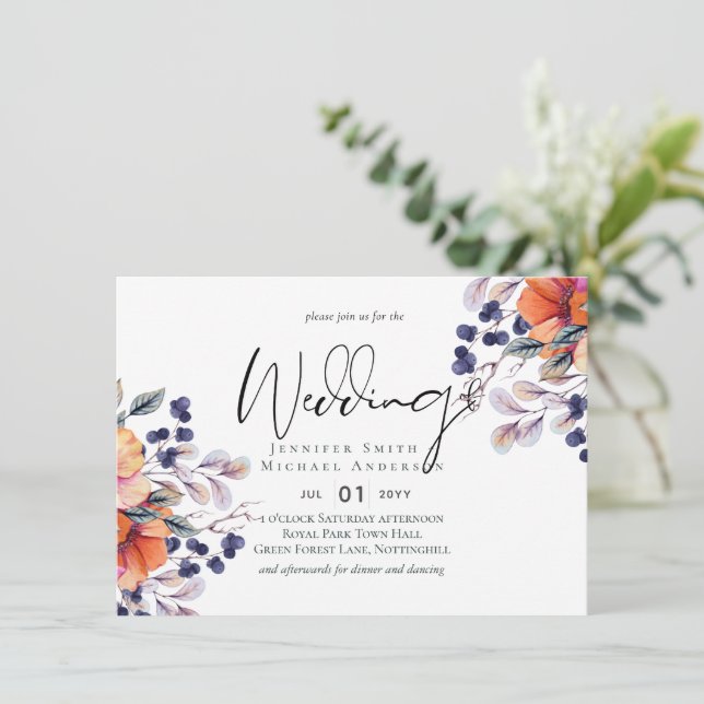Elegant Floral Purple Orange Wedding (Standing Front)
