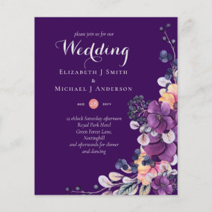 Elegant Floral Purple Orange Wedding Flyer