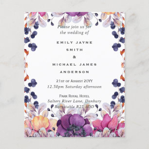 Elegant Floral Purple Orange Wedding Flyer