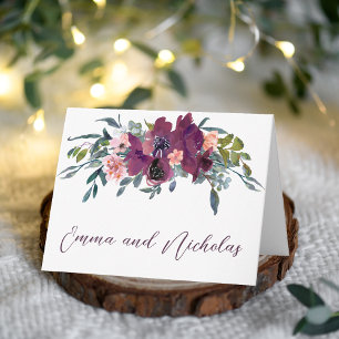 Elegant Floral   Purple Pink Folded Note Card