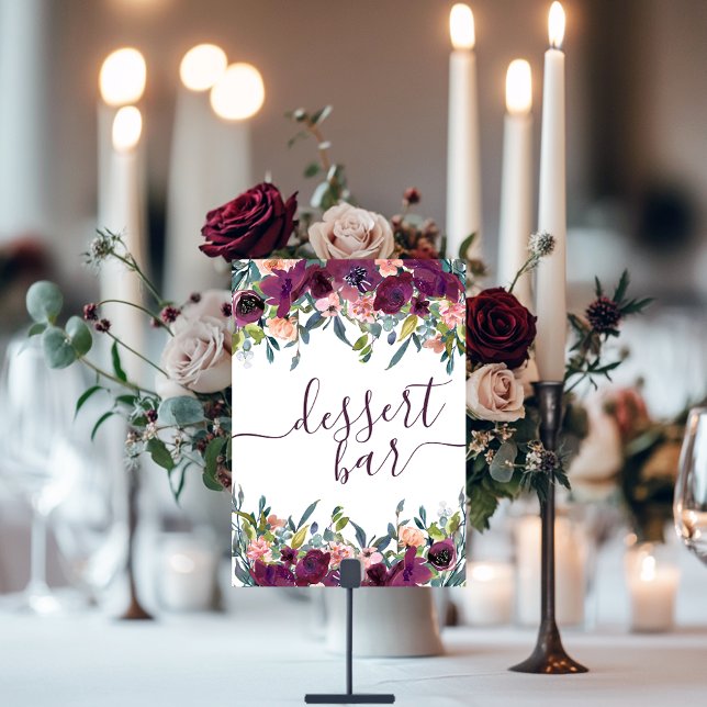 Elegant Floral | Purple Pink Garland Dessert Bar  Table Number (Creator Uploaded)