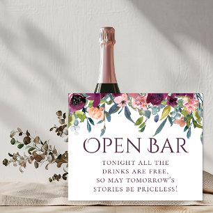 Elegant Floral Purple Pink Garland Open Bar Poster