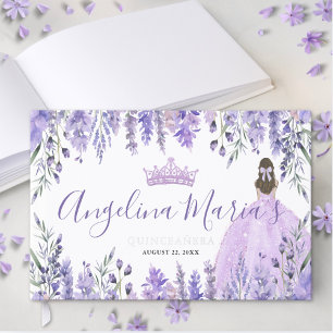 Elegant Floral Purple Quinceanera Guest Book