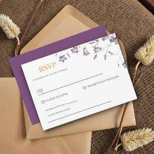 Elegant Floral Purple Wedding RSVP Card