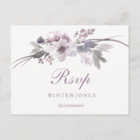 Elegant Floral Purple Winter Quinceanera RSVP