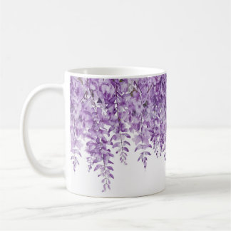 Elegant Floral Purple Wisteria Flowers Watercolor Coffee Mug