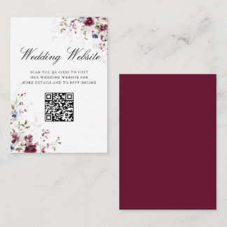 Elegant Floral QR code wedding website Details  Enclosure Card