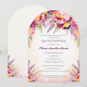 Elegant Floral Quinceañera Invitation