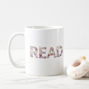 Elegant Floral READ Typography - Pastel Botanical Coffee Mug