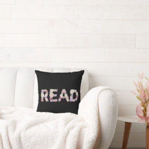 Elegant Floral READ Typography - Pastel Botanical Cushion
