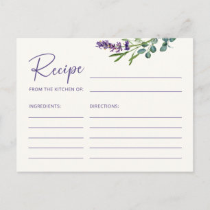 Elegant Floral Recipe Card for the Bride
