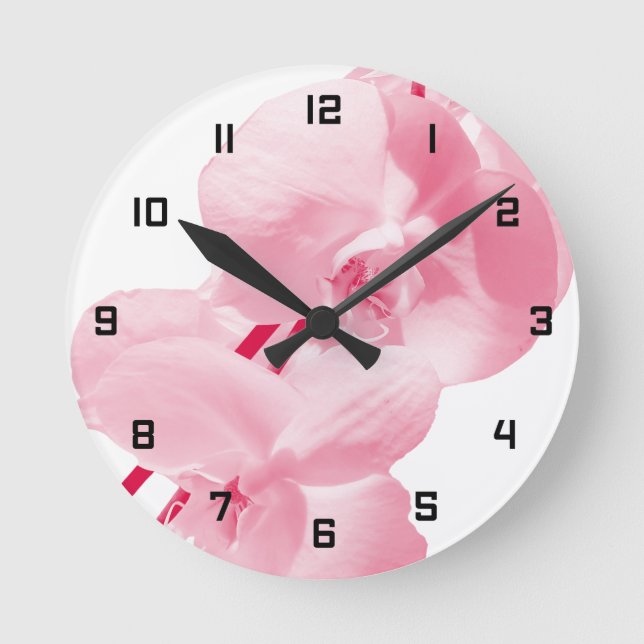  Elegant Floral Red Round Clock (Front)