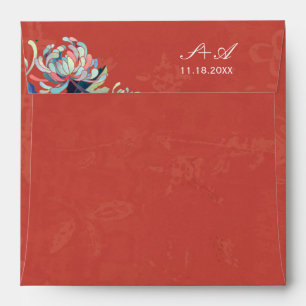 Elegant Floral Red Wedding Envelope