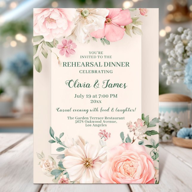 Elegant floral rehearsal dinner card (Creator Uploaded)