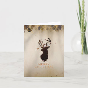 Elegant Floral Reindeer Merry Christmas Artwork Holiday Card