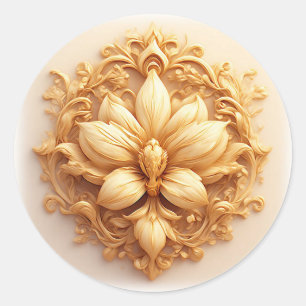 Elegant Floral Relief Design With Ornate Details Classic Round Sticker
