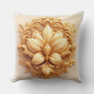 Elegant Floral Relief Design With Ornate Details Cushion