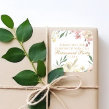 Elegant Floral Retirement Party Gold Script
