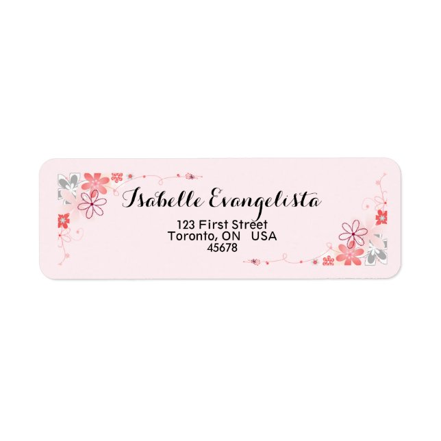 Elegant Floral Return Address Label (Front)