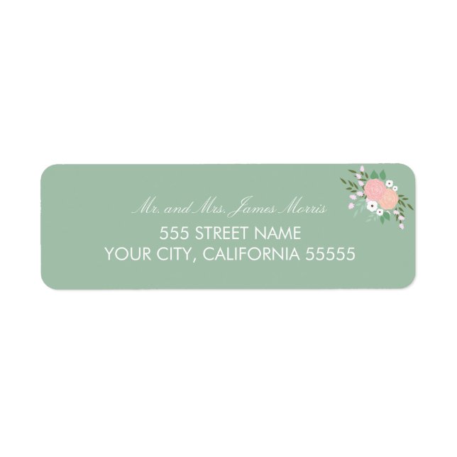 Elegant Floral Return Address Label - Mint (Front)