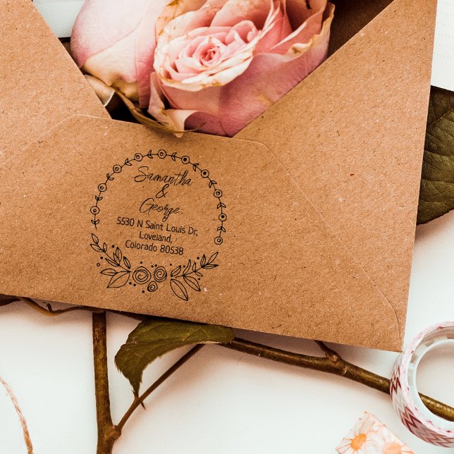 Elegant Floral Return Address  Rubber Stamp (Creator Uploaded)