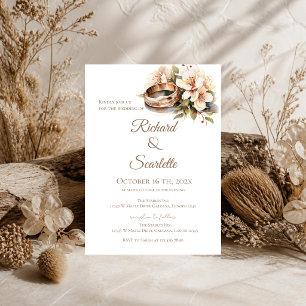 Elegant Floral Rings Wedding Invitation