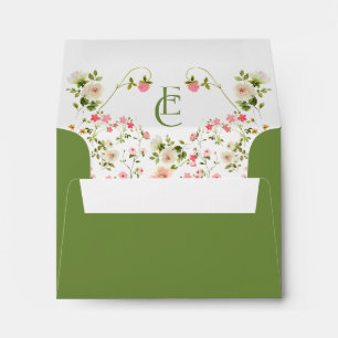 Elegant Floral Rococo Monogram Wedding Envelope