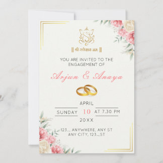 Elegant Floral Roka Invitation card