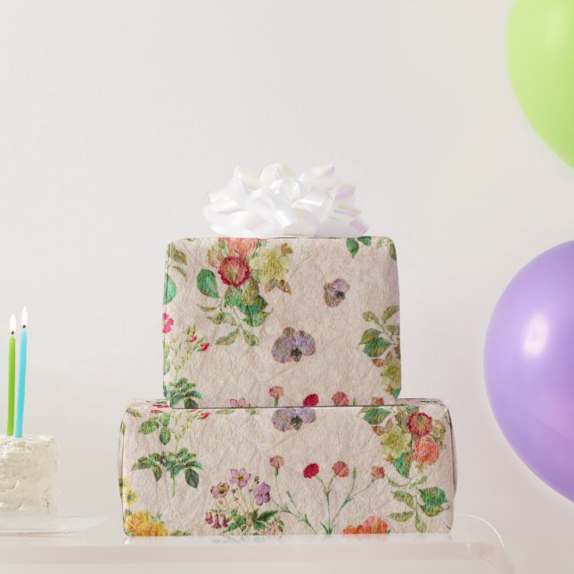 Elegant Floral Romantic Pink Wedding Wild Flower Wrapping Paper (Party Gifts)