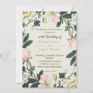 Elegant Floral Romantic Wreath Wedding Design Invitation