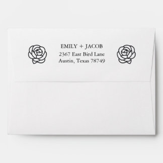 Elegant Floral Rose Black & White Envelope