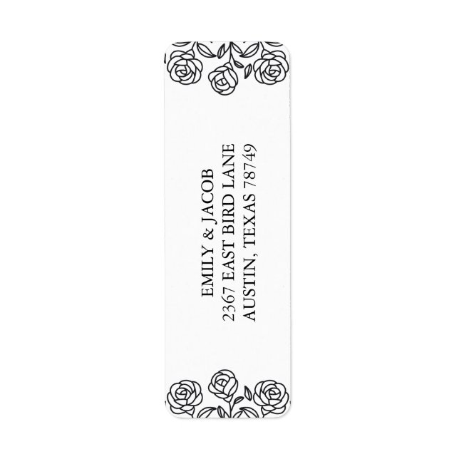 Elegant Floral Rose Black & White Minimalist (Front)