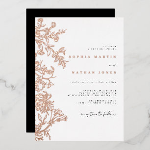 Elegant Floral Rose Gold Black Wedding