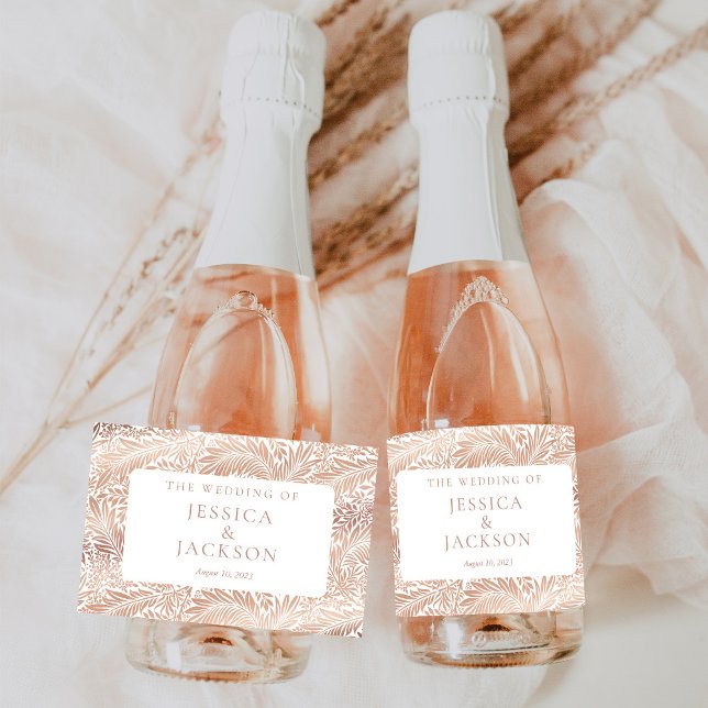 Elegant Floral Rose Gold Sparkling Wine Label (Creator Uploaded)